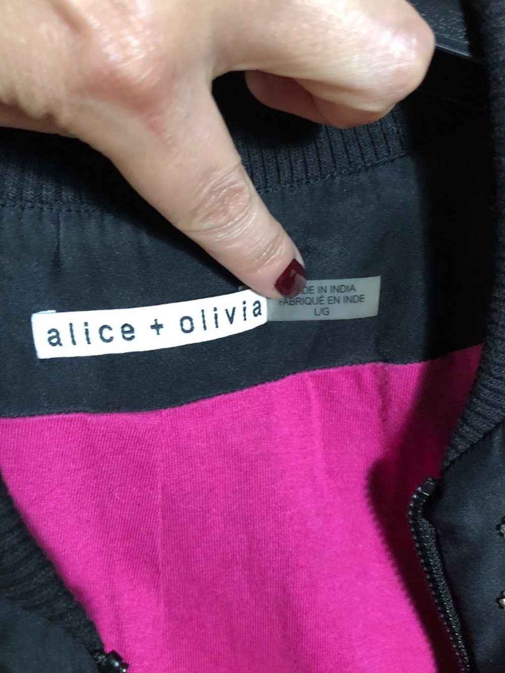 Alice + Olivia Felisa Floral Embroidery Embellished Silk Bomber Jacket in size L - Picture 11 of 14